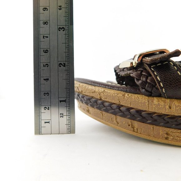 GEOX Buckled Brown Braided Leather Ankle Strap Wedge Heel Sandals 36 - Picture 10 of 10